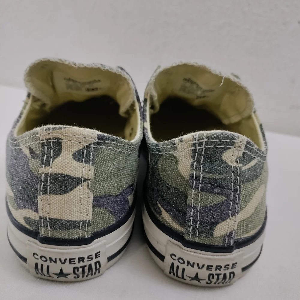 Converse All Star Shoes Kids Size 1 Camo Olive Khaki Low Top Sneakers - Picture 4 of 7
